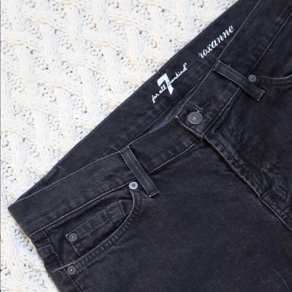7 For All Mankind Roxanne Black Skinny Mid-Rise